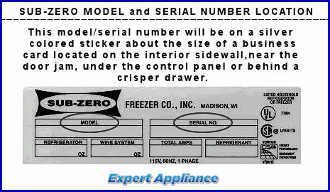 How to find the sub zero model number and serial number tag